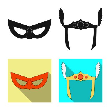 Kahraman ve maske simgesinin yalıtılmış nesne. Kahraman ve süper kahraman hisse senedi vektör çizim topluluğu.