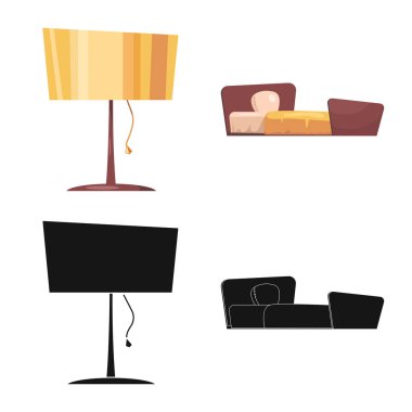 Mobilya ve daire simge vektör tasarımı. Mobilya ve hisse senedi için ev vektör simge kümesi.