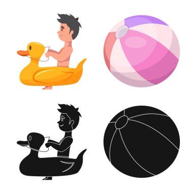 Havuzu ve yüzme simge vektör Illustration. Web için havuz ve etkinlik hisse senedi simgesi kümesi.