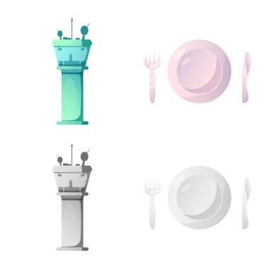 Havaalanı ve uçak simge vektör tasarımı. Havaalanı ve uçak hisse senedi simgesi için web topluluğu.