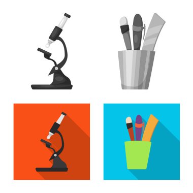 Eğitim ve öğrenme simge vektör tasarımı. Eğitim ve okul vektör simgesini hissenin koleksiyonu.