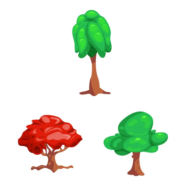 Διανυσματική σχεδίαση του δέντρο και φύση σύνδεσης. Σύνολο των δέντρων και στέμμα εικονίδιο του φορέα για το απόθεμα. — Διανυσματικό Αρχείο