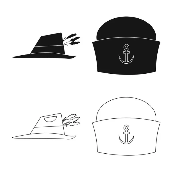 Diseño vectorial del casco y el símbolo de la tapa. Colección de casco y accesorio icono vectorial para stock . — Vector de stock