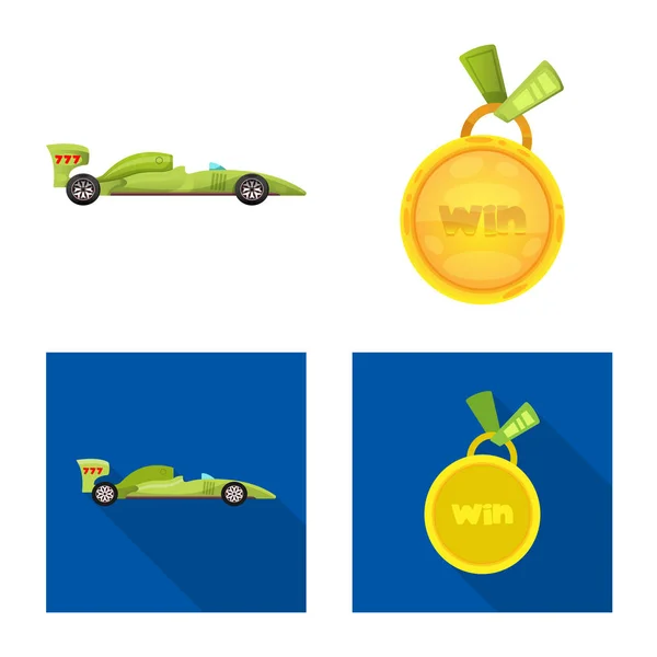 Oggetto isolato di auto e logo del rally. Raccolta di auto e icona vettore gara per magazzino . — Vettoriale Stock