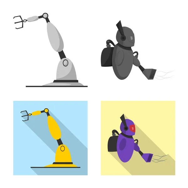 Vektor-Design von Roboter und Fabriksymbol. Roboter- und Space-Stock-Symbol für das Web. — Stockvektor