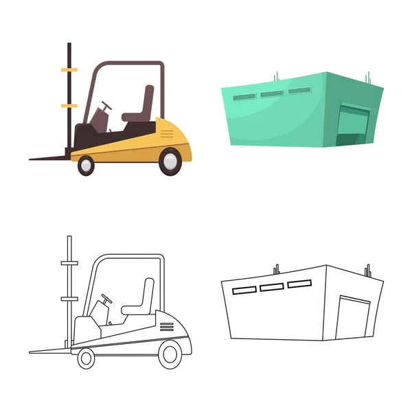 Diseño vectorial de mercancías y logotipo de carga. Recogida de mercancías y depósito símbolo de stock para la web . — Archivo Imágenes Vectoriales