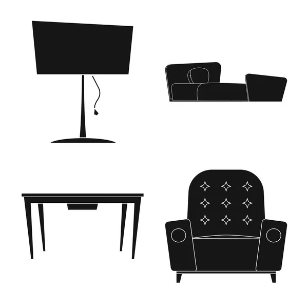 Vektorové ilustrace nábytku a byt symbolu. Sada nábytku a domácí burzovní symbol pro web. — Stockový vektor