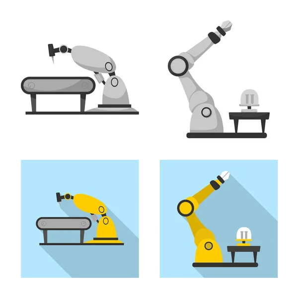 Illustrazione vettoriale dell'icona del robot e della fabbrica. Set di robot e lo spazio stock vettoriale illustrazione . — Vettoriale Stock