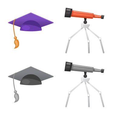 Eğitim ve öğrenme sembolü izole nesne. Eğitim ve okul vektör simgesini hissenin koleksiyonu.