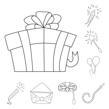 Yalıtılmış nesne parti ve Doğum günü kutsal kişilerin resmi. Hisse senedi için kutlama ve parti vektör simge kümesi.