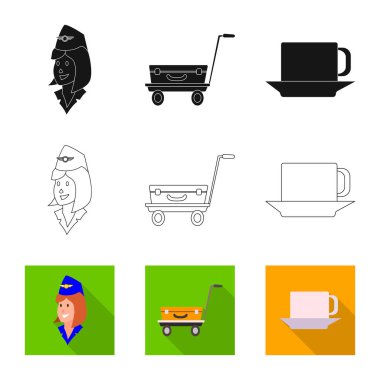 Havaalanı ve uçak sembolü yalıtılmış nesne. Hisse senedi için Havaalanı ve uçak vektör simge kümesi.