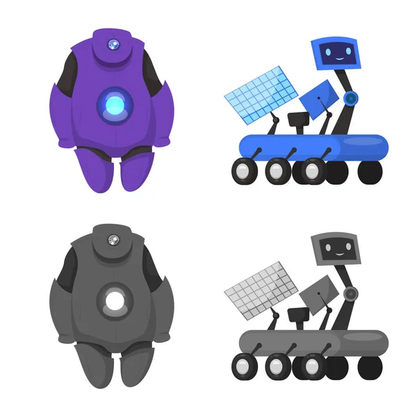 Ilustración vectorial de robot e icono de fábrica. Colección de robot y símbolo de stock espacial para web . — Archivo Imágenes Vectoriales