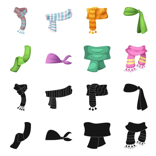 Diseño vectorial de bufanda y chal icono. Colección de bufanda y accesorio símbolo de stock para la web . — Vector de stock