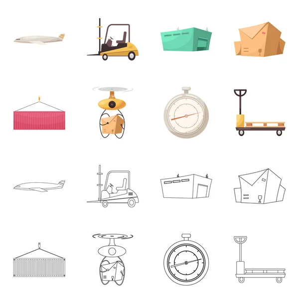 Vectorillustratie van goederen en lading-logo. Collectie van goederen en het aandelensymbool van het magazijn voor web. — Stockvector
