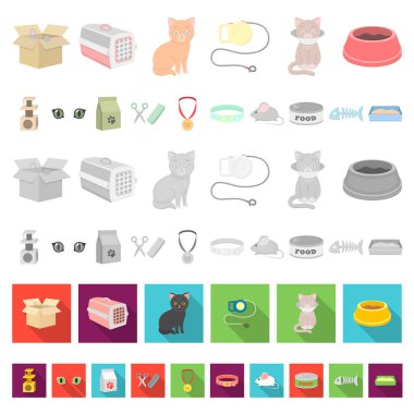 Set koleksiyonu tasarım için bir hayvan kedi çizgi film simgeler. Bir kedi vektör simge stok web gösterim amacıyla bakım.