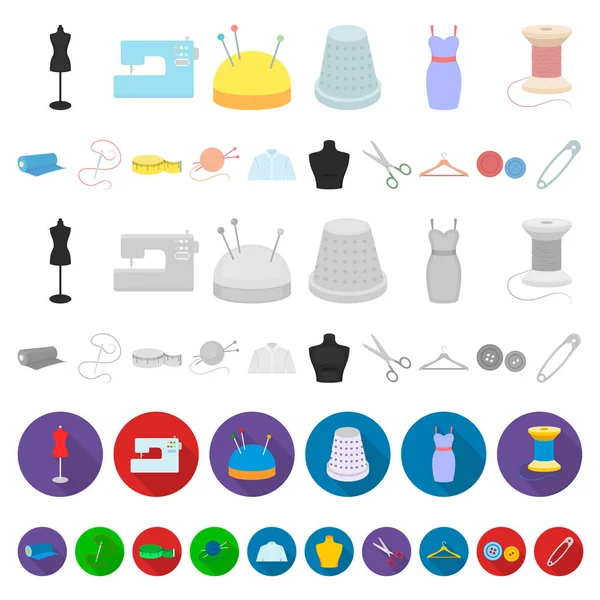 Atelier en naaien cartoon pictogrammen in set collectie voor design. Uitrusting en gereedschap voor naaien vector symbool voorraad web illustratie. — Stockvector