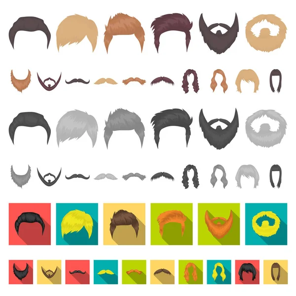 Mustasch och skägg, frisyrer tecknad ikoner i set samling för design. Snygg frisyr vektor symbol lager web illustration. — Stock vektor