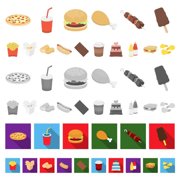 Fast food cartoon icons in set collection for design.Food from semi-finished products vector symbol stock web illustration. — Stock Vector