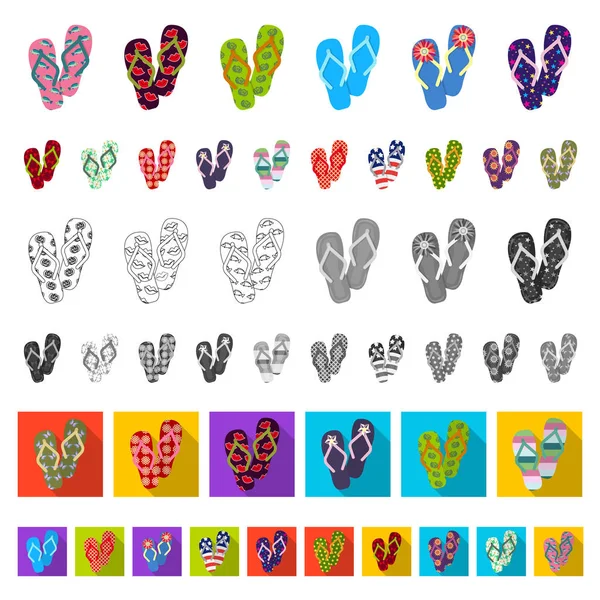 Chanclas iconos de dibujos animados en la colección de conjuntos para el diseño. Zapatos de playa vector símbolo stock web ilustración . — Vector de stock