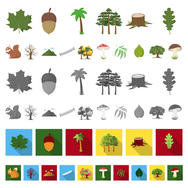 Bos en natuur cartoon pictogrammen in set collectie voor design. Bos leven vectorillustratie symbool voorraad web. — Stockvector