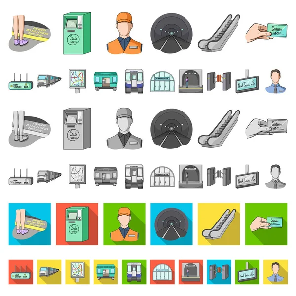 Metro, iconos de dibujos animados del metro en la colección de conjuntos para design.Urban vector transporte símbolo stock web ilustración . — Archivo Imágenes Vectoriales