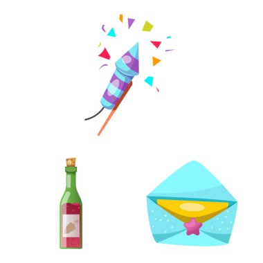 Parti ve Doğum günü simge vektör Illustration. Web için kutlama ve parti hisse senedi simgesi kümesi.