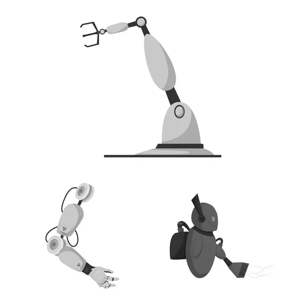Ilustración vectorial de robot y símbolo de fábrica. Conjunto de robot y vector espacial icono para stock . — Vector de stock