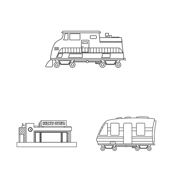 Векторный дизайн эмблемы поезда и станции. Набор векторной иллюстрации поезда и билета . — стоковый вектор