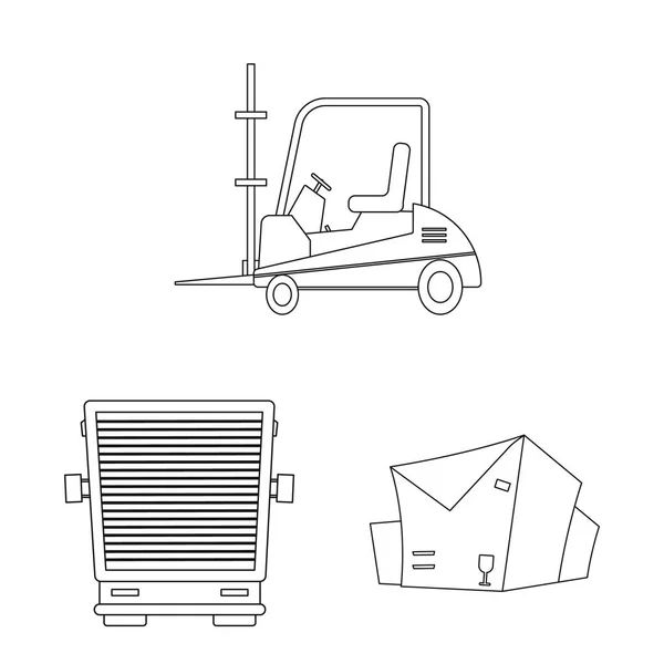 Векторне проектування товарів і вантажних знаків. Набір товарів і складів Векторна піктограма для складів . — стоковий вектор