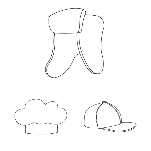 Objeto aislado de la cabeza y el logotipo de la tapa. Conjunto de casco y accesorio símbolo de stock para web . — Archivo Imágenes Vectoriales