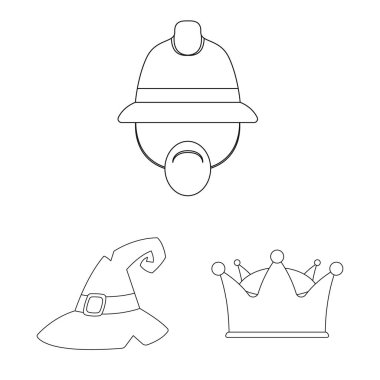 Şapkalar ve kap simgesi yalıtılmış nesne. Şapkalar ve hisse senedi için aksesuar vektör ikon koleksiyonu.