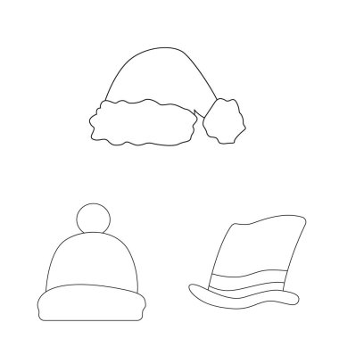 Şapkalar ve kap simge vektör Illustration. Şapkalar ve hisse senedi için aksesuar vektör ikon koleksiyonu.