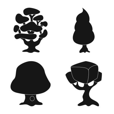 Ağaç ve doğa simge vektör Illustration. Ağaç ve taç hisse senedi vektör çizim seti.