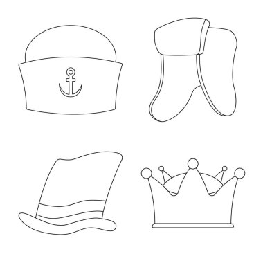 Şapkalar ve kap logosu yalıtılmış nesne. Web için hisse senedi sembolü şapkalar ve aksesuar koleksiyonu.