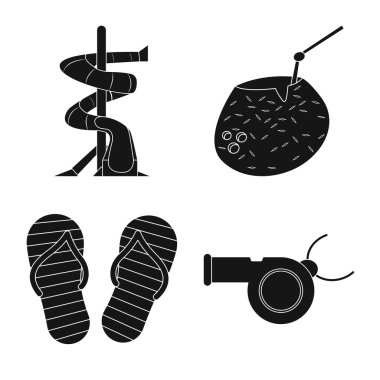 Yalıtılmış nesne havuzu ve logo yüzme. Web için havuz ve etkinlik hisse senedi simgesi kümesi.