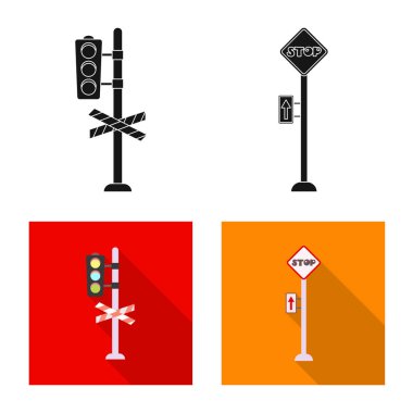 Tren ve istasyon logo vektör Illustration. Tren ve bilet hisse senedi vektör çizim seti.