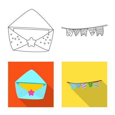 Parti ve Doğum günü logo vektör Illustration. Web için kutlama ve parti hisse senedi simgesi kümesi.