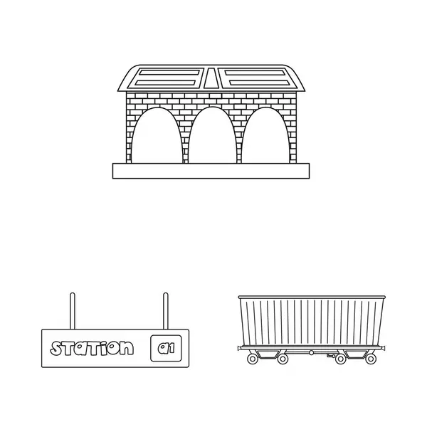 Vektorová design vlakových a staničních symbolu. Sada vlaku a lístek vektorové ikony pro stock. — Stockový vektor