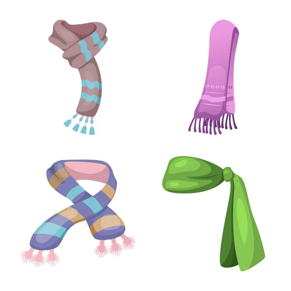 Изолированный предмет иконы шарфа и платка. Коллекция векторной иконки шарфа и аксессуаров для склада . — стоковый вектор