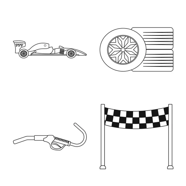 Векторні ілюстрації автомобіля та піктограми ралі. Набір автомобільних і гоночних запасів Векторні ілюстрації . — стоковий вектор