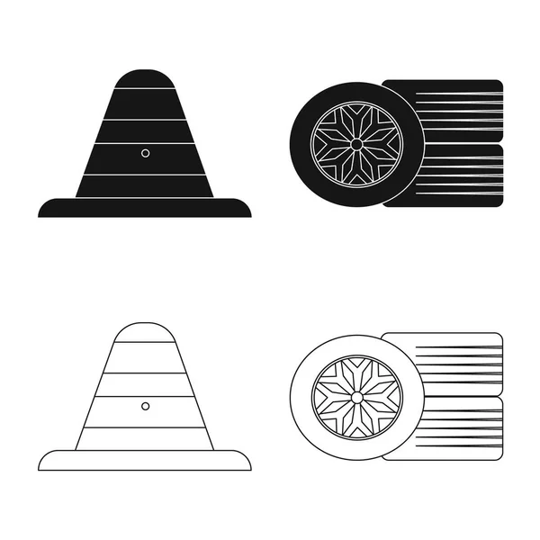 Objeto aislado del coche y el icono de rally. Conjunto de coche y la raza icono de vector para la acción . — Archivo Imágenes Vectoriales