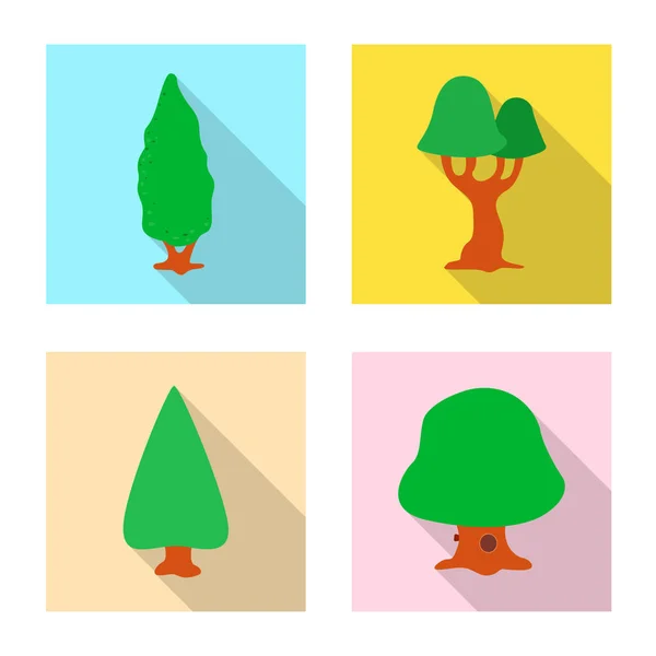 Illustration vectorielle du logo arbre et nature. Jeu d'illustration vectorielle arbre et couronne . — Image vectorielle