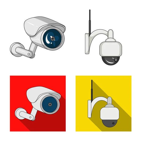 Ilustração vetorial de cctv e logotipo da câmera. Coleção de cctv e sistema de ilustração vetor estoque . — Vetor de Stock