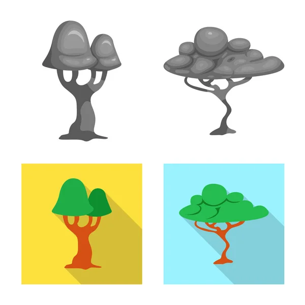 Vektor design av träd och naturen symbol. Samling av träd och krona aktiesymbol för webben. — Stock vektor