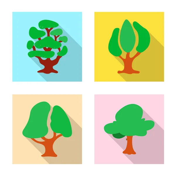 Vector illustration of tree and nature symbol. Set of tree and crown vector icon for stock. — Stock Vector