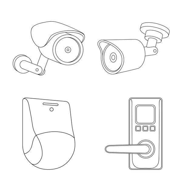 Ilustración vectorial de cctv y logotipo de la cámara. Conjunto de cctv y sistema de ilustración de vector de stock . — Archivo Imágenes Vectoriales