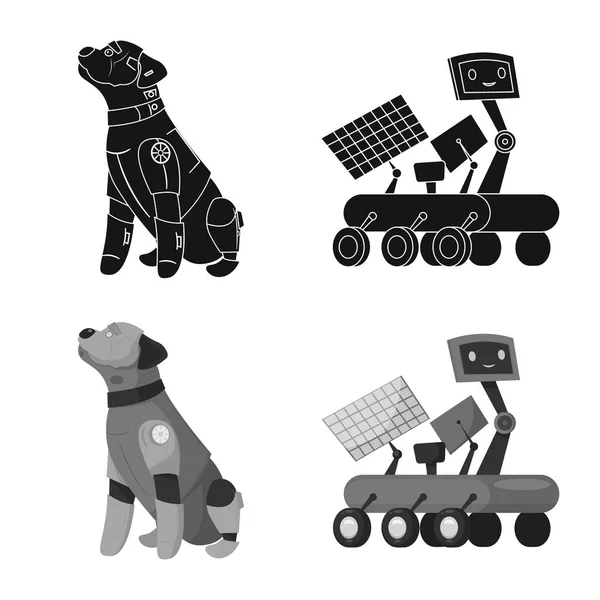 Vector design of robot and factory icon. Collection of robot and space vector icon for stock. — Stock Vector