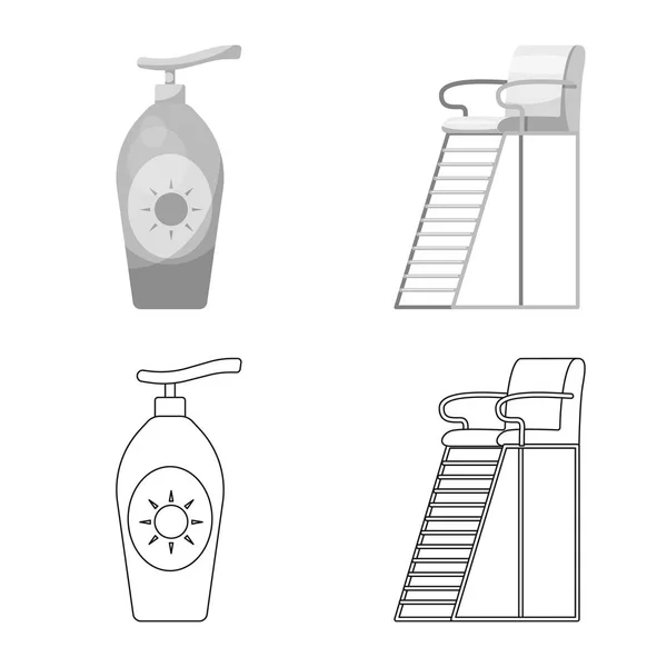 Векторный дизайн бассейна и плавательного символа. Сбор значка пула и вектора активности для склада . — стоковый вектор