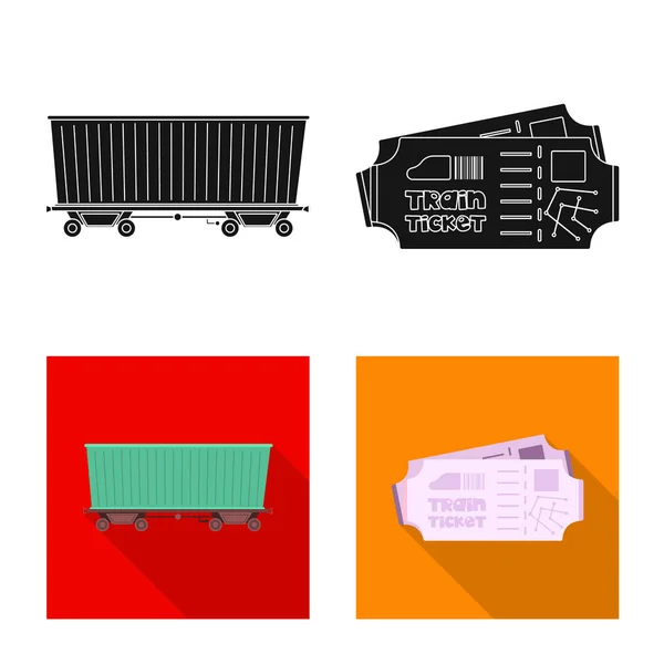 Objeto isolado do símbolo do trem e da estação. Coleção de ilustração vetorial de estoque de trem e bilhete . — Vetor de Stock