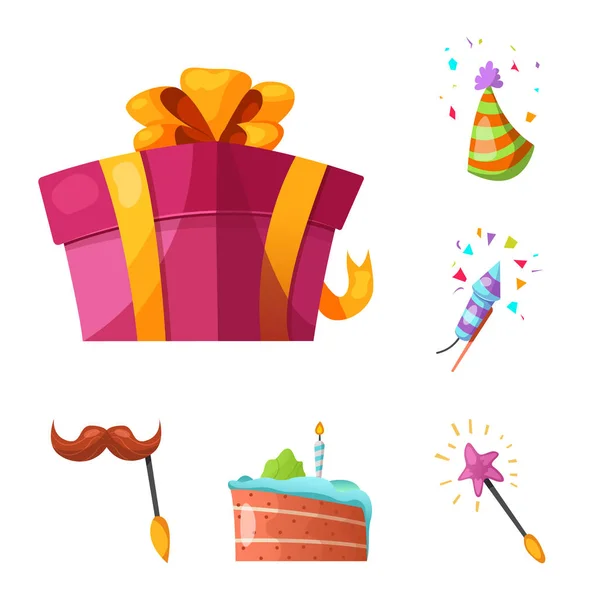 Vektor-Illustration von Party und Geburtstagssymbol. Set von Party und Feier Aktiensymbol für Web. — Stockvektor